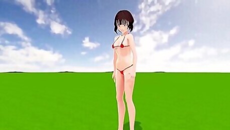 Anime Girl In Toyota Nono Wearing A Mostly Naked Micro Bikini