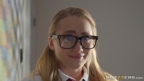 Blonde teen with glasses AJ Applegate punished with an ass fuck