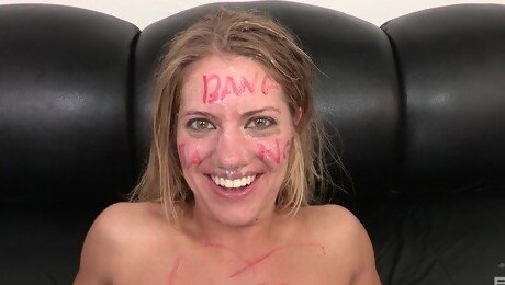 Blonde babe banged on cam and soaked in fresh jizz