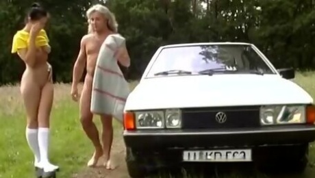 Two Lucky Old Dudes Enjoys One Horny German Busty Babe